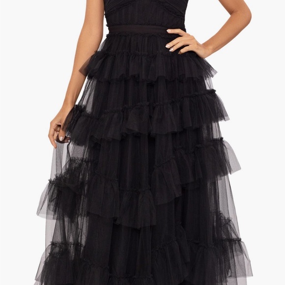 Elegant Black Tiered Evening Dress